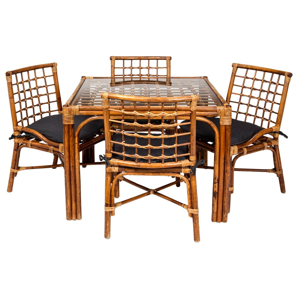 Bamboo Game Table & 4Chairs Set