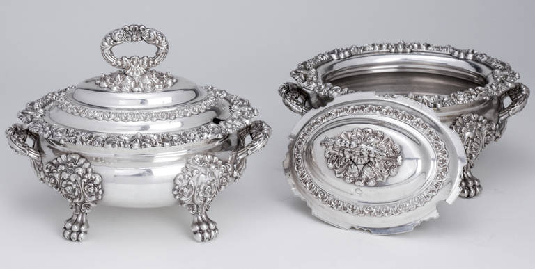 Pair of Superb Silver Plate Tureens In Excellent Condition In Summerland, CA