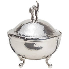 Sterling Hammered Covered Bowl with Cat 12