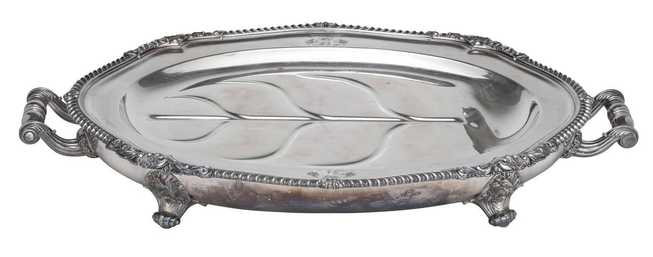 Large Silver Plate Meat Warmer & Dome In Excellent Condition In Summerland, CA