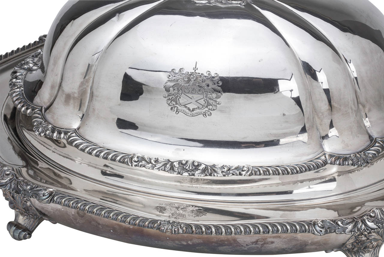 British Large Silver Plate Meat Warmer & Dome