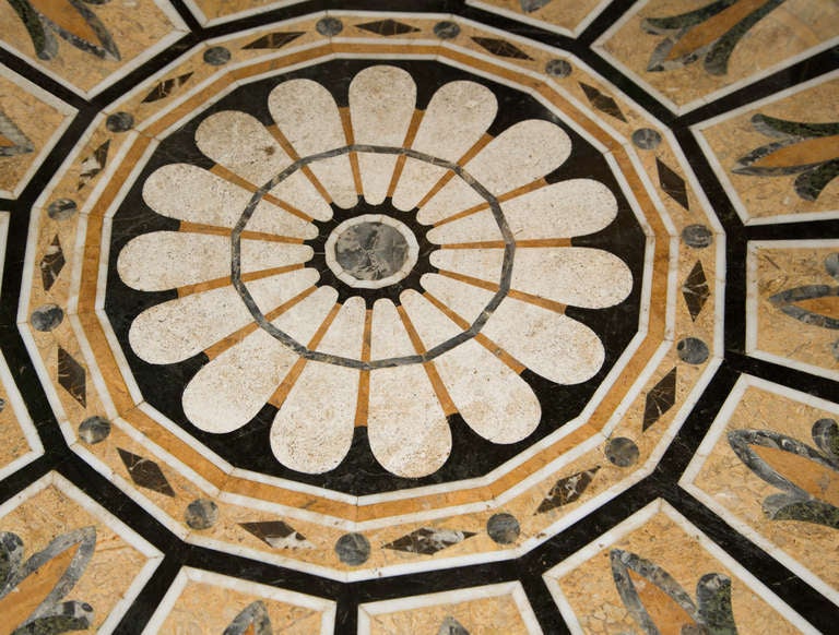Mid-20th Century Round Pietra Dura Marble Specimen Stone Top Pedestal Table