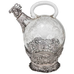 Antique Sterling Crystal Chicken Claret Jug/Decanter