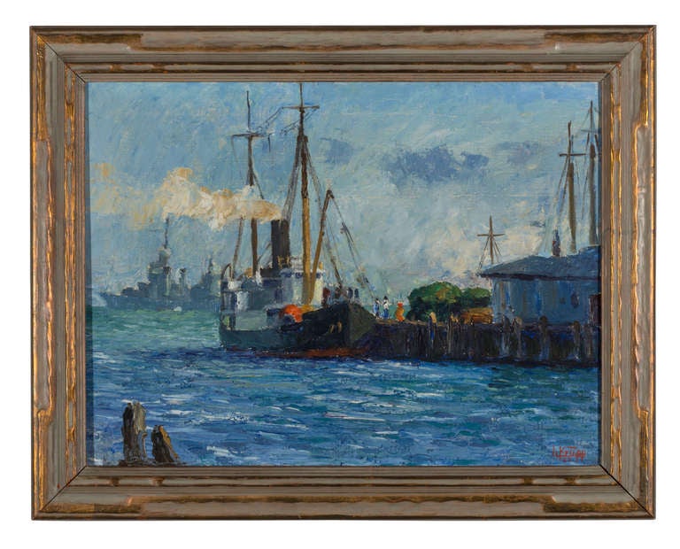 Painting by L. Krupp '39 "Harbor Ships"