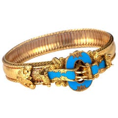 18-Karat Victorian French Blue Enamel Bracelet