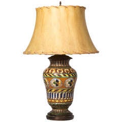 Vintage Mexican Majolica  Pottery Lamp