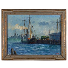 Painting by L. Krupp '39  "Harbor Ships" 