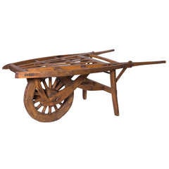 19th Century Wooden Flower Cart on Wheel