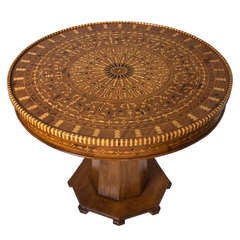 Round Moroccan  Marquetry Pedestal Dining Table