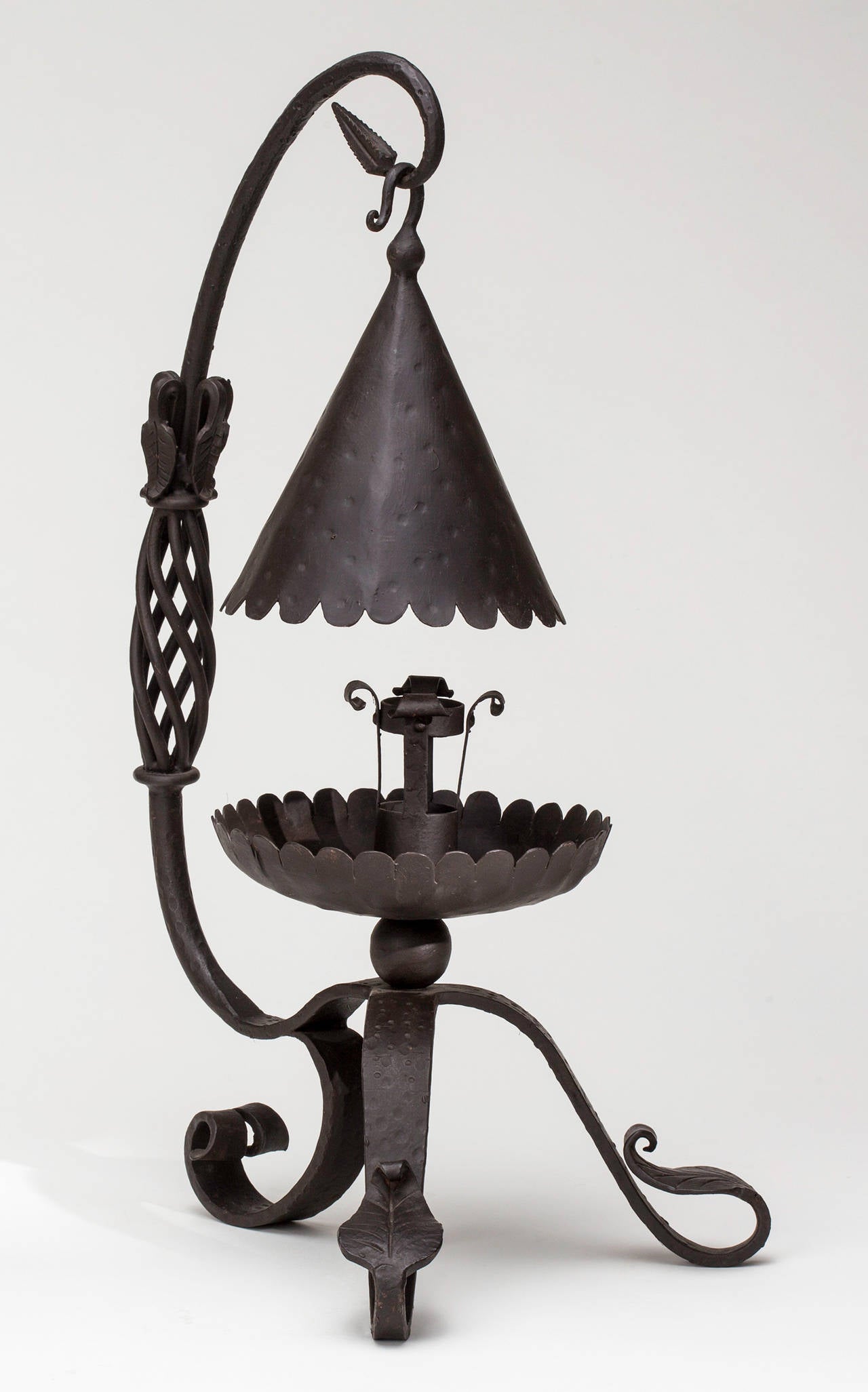 Handmade Iron Candle Lantern In Excellent Condition For Sale In Summerland, CA