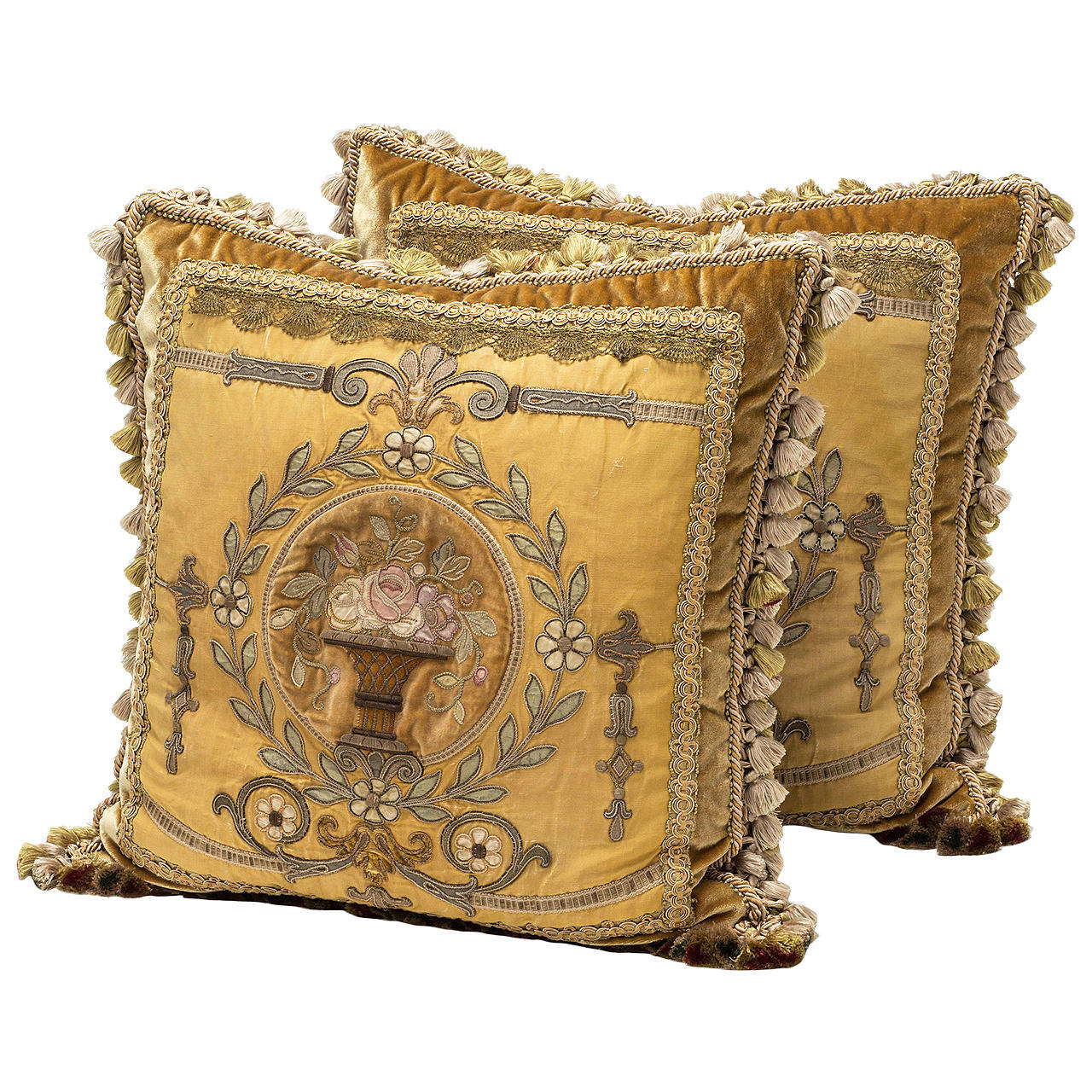 19th Century French Embroidered Pillows at 1stdibs