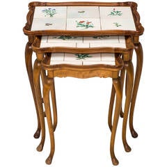 Set of Three French Tiled Nesting Tables
