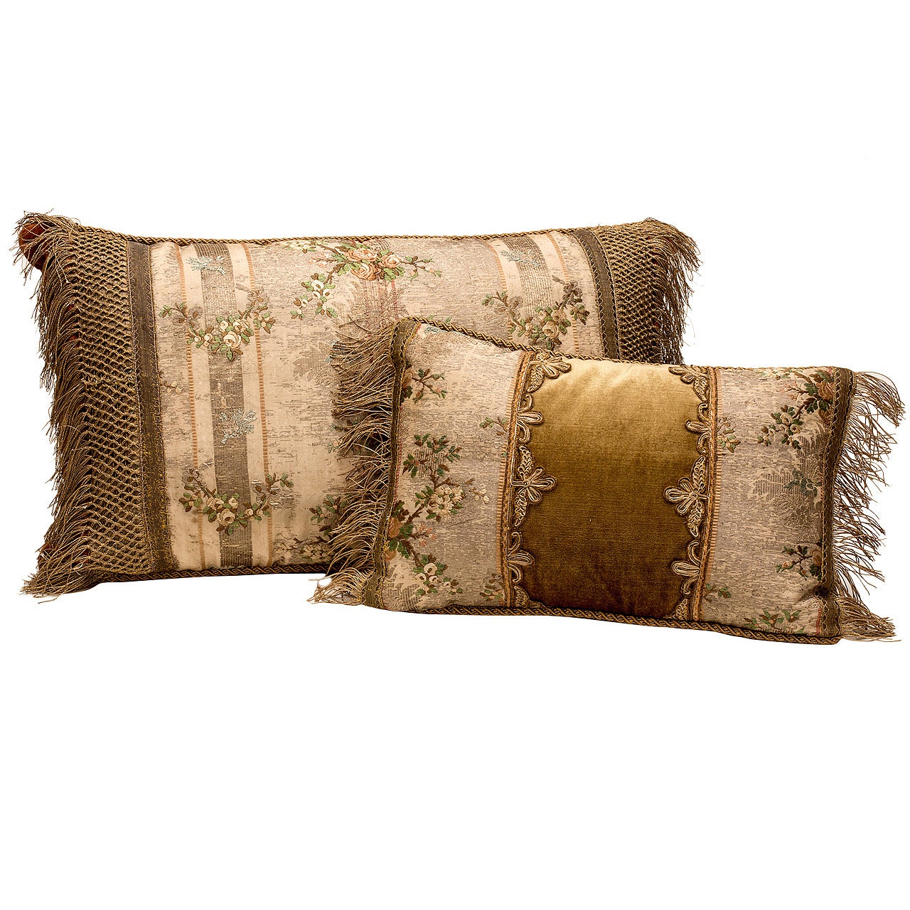 19th Century French Textile Pillows, Set of Two For Sale