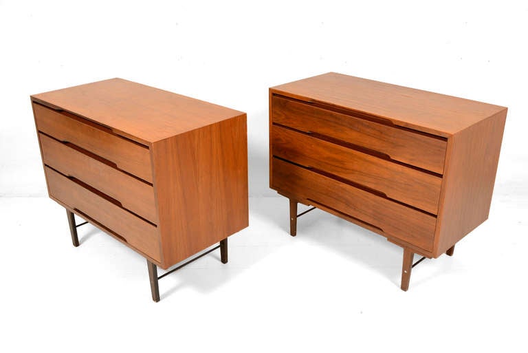 Mid-Century Modern Pair Walnut Dressers Glenn of Californa