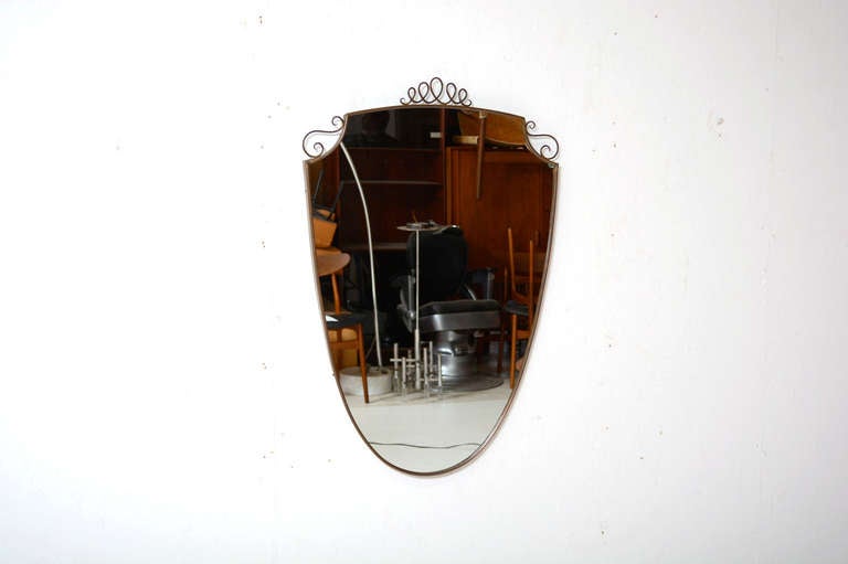 Italian Brass Mirror In Excellent Condition In Chula Vista, CA