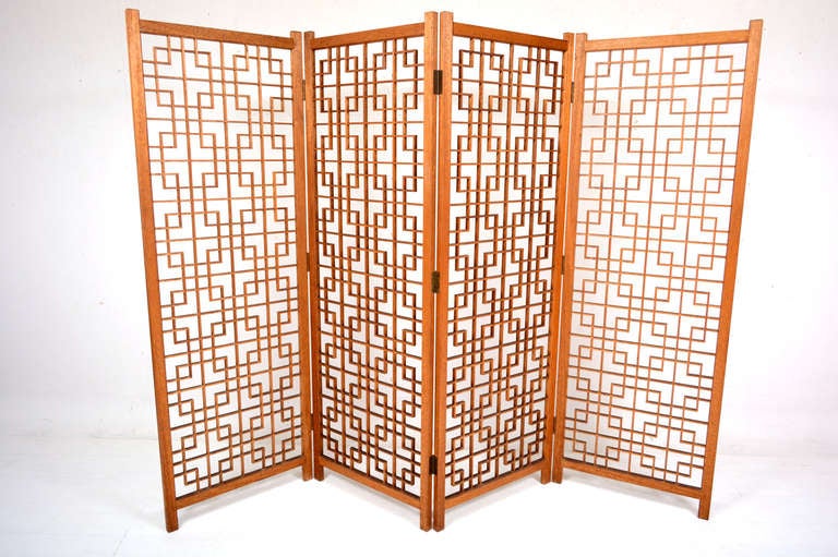 For your consideration a teak screen or room divider.

Made of solid teak, four panels 24