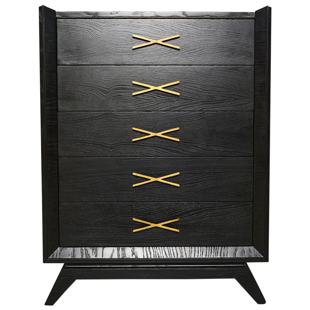 Ebonized Highboy In The Manner of Paul Frankl.