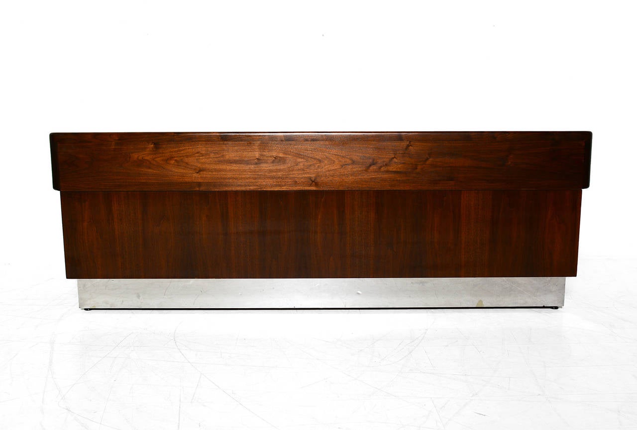 Chrome Modern Walnut Credenza by Monteverdi & Young