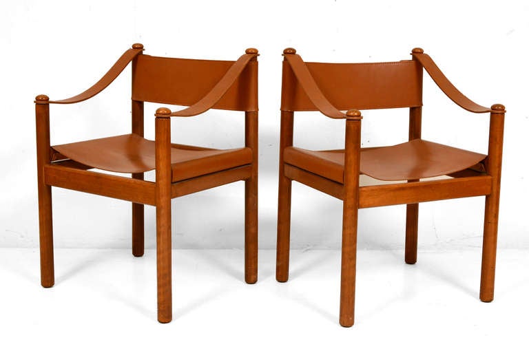 Mid-Century Modern Leather & Wood Dining Chairs