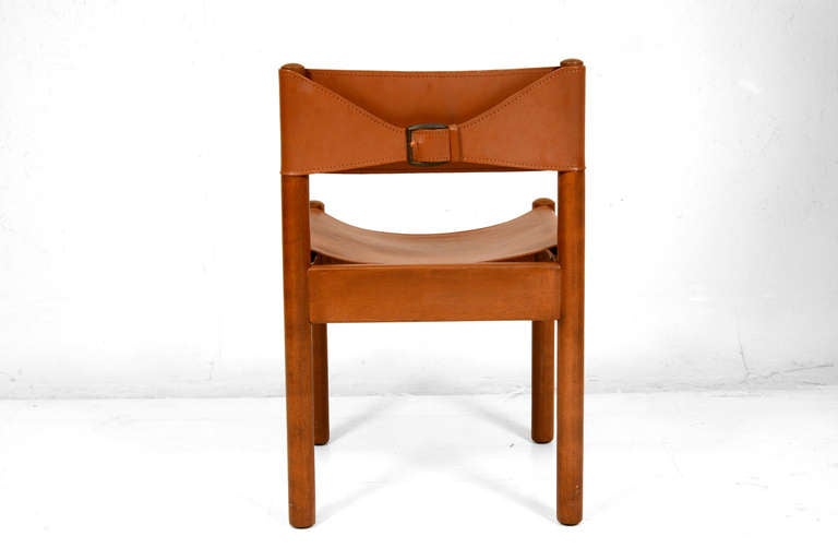 Mid-20th Century Leather & Wood Dining Chairs