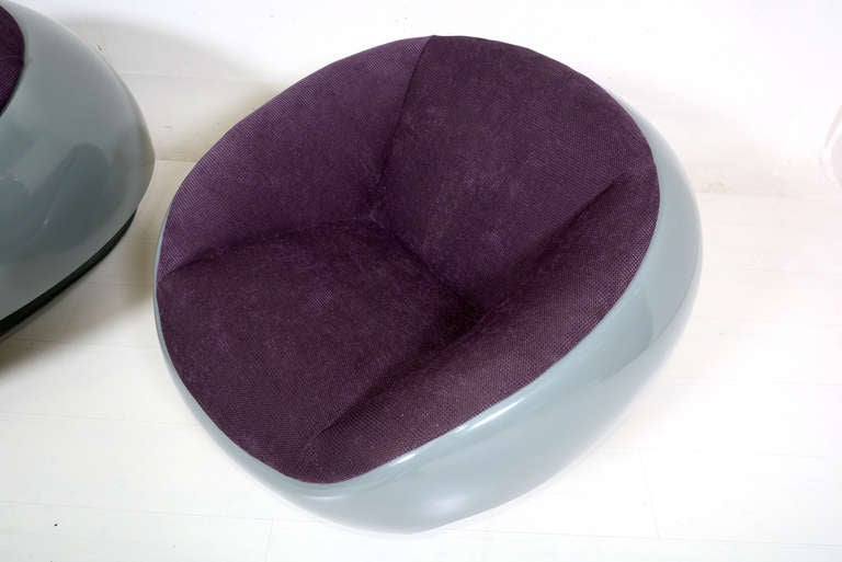Mid-20th Century Mario Sabot Pair of Fiberglass Lounge Chairs