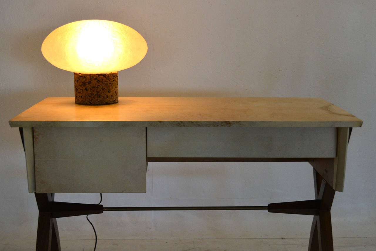 Mid-20th Century Rare Laurel Table Lamp with Cork Base
