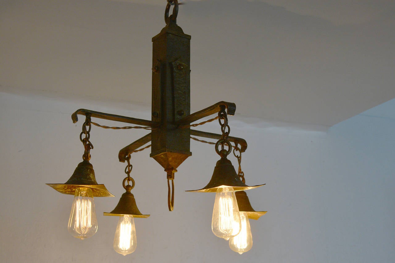 Hammered Brass Chandelier Mission Style at 1stDibs mission style chandelier, mission