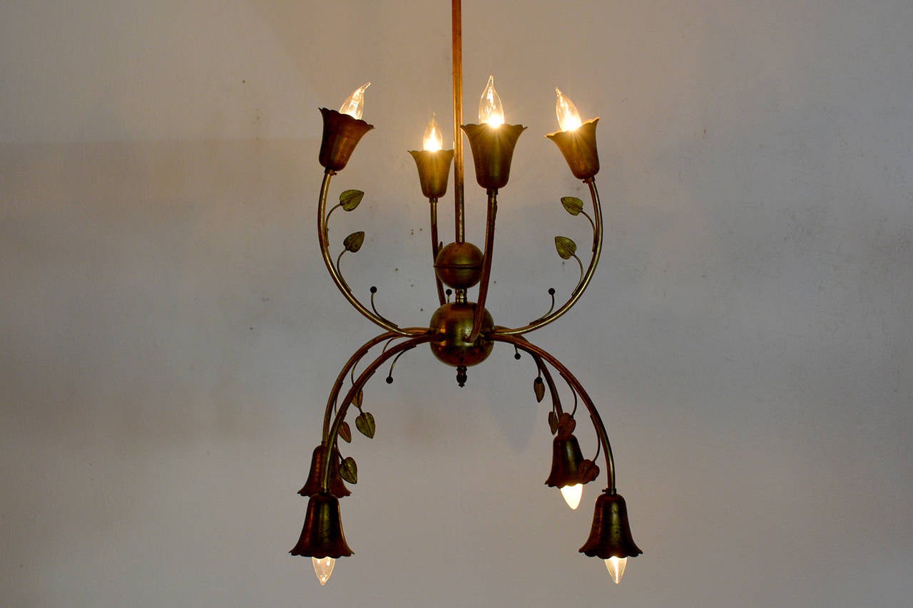 mid century brass chandelier