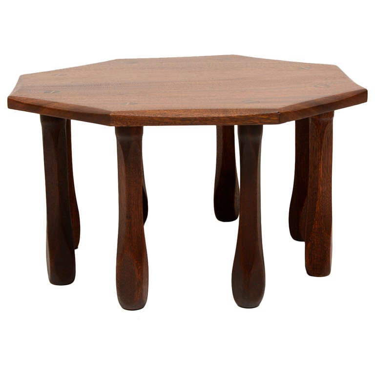 Octagon Solid Mahogany Side Table For Sale at 1stdibs