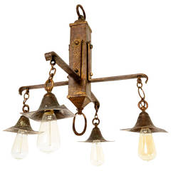 Hammered Brass Chandelier Mission Style 11