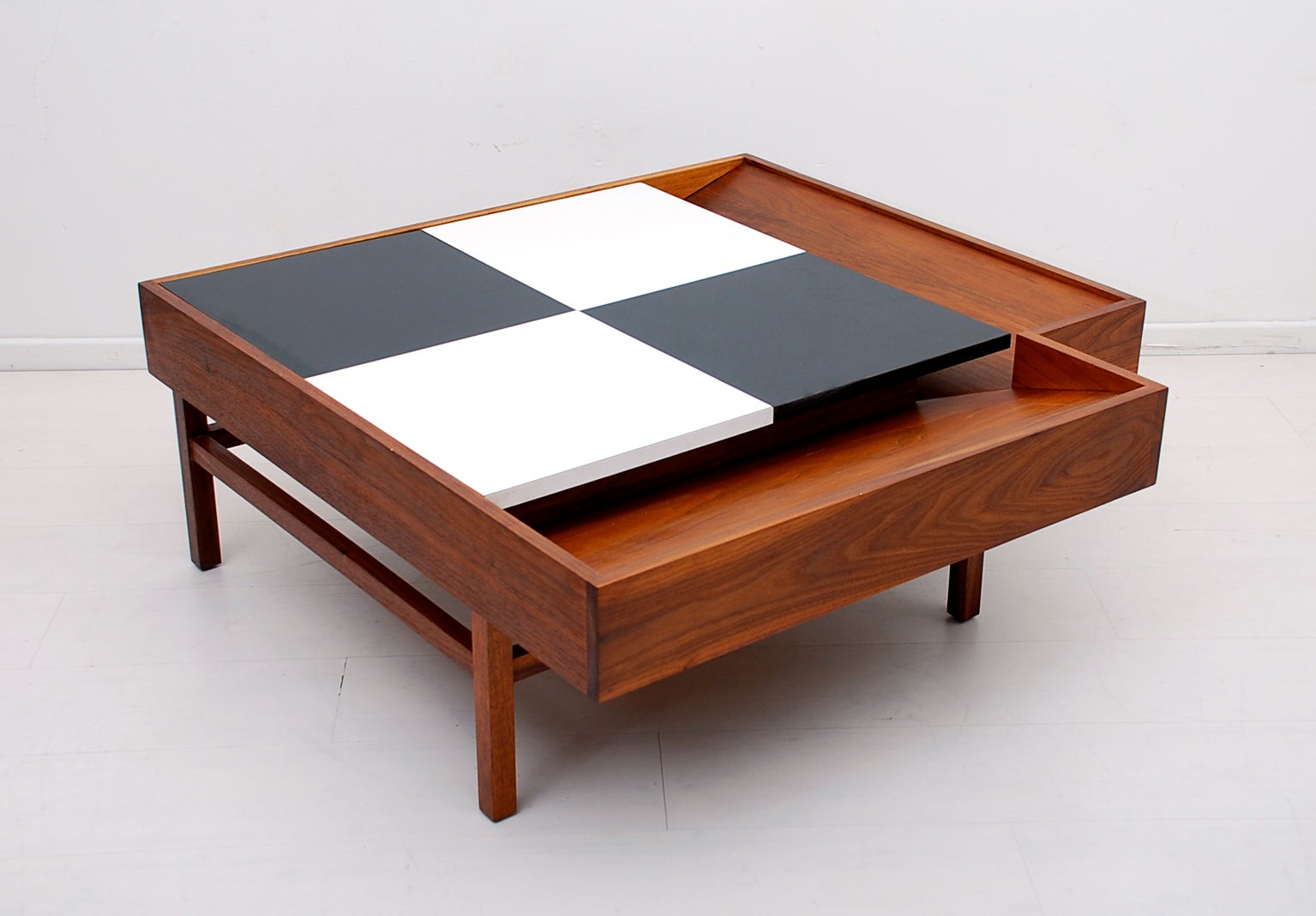 John Keal Walnut Checkered Coffee Table for Brown Saltman