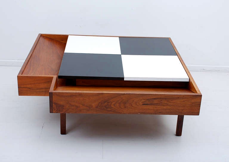 Mid-Century Modern John Keal Walnut Checkered Coffee Table for Brown Saltman