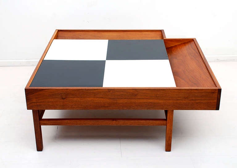 Mid-20th Century John Keal Walnut Checkered Coffee Table for Brown Saltman
