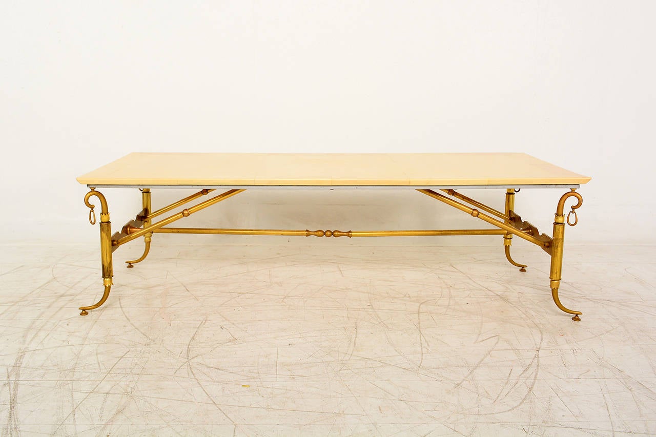 Mexican Arturo Pani Parchment and Brass Coffee Table