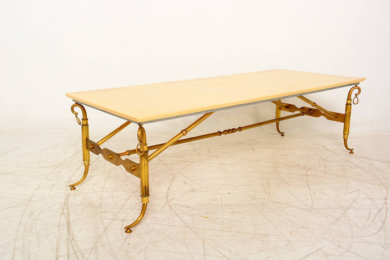 Mid-20th Century Arturo Pani Parchment and Brass Coffee Table