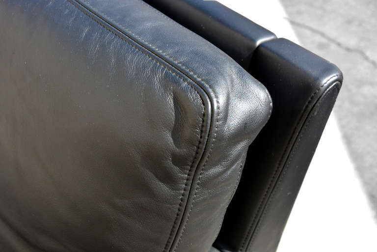 Leather Danish Modern Sofa Love Seat and Arm Chair Set