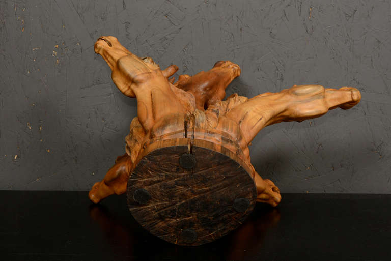 Five Horse Heads Wood Sculpture 3