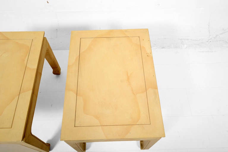 Henredon Chinossiere Parchment Lacquered Tables In Good Condition In Chula Vista, CA
