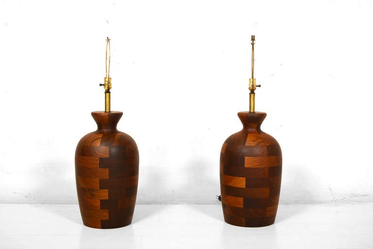 Mid-Century Modern Pair of Mid Century Modern Walnut Table Lamps