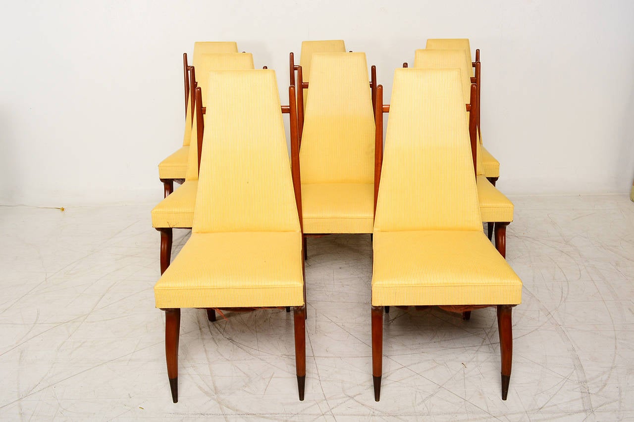 Mid-20th Century Dining Chairs Set of Eight, Attributed to Eugenio Escudero