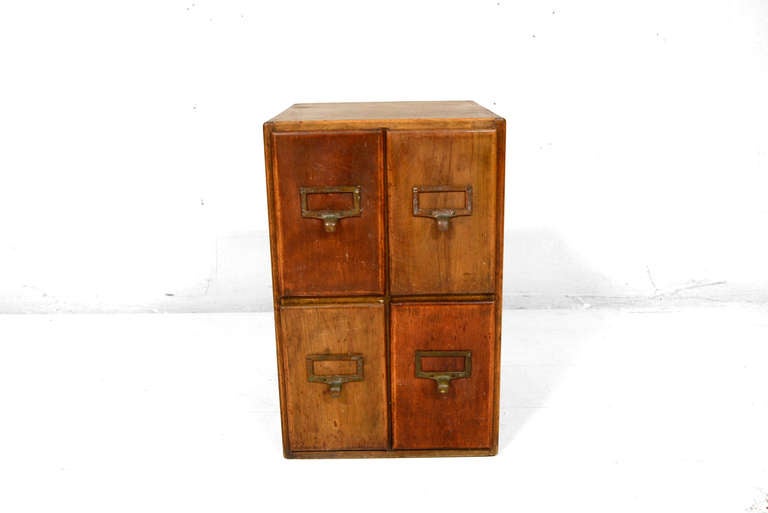 American Craftsman Antique Wood File Card Cabinet