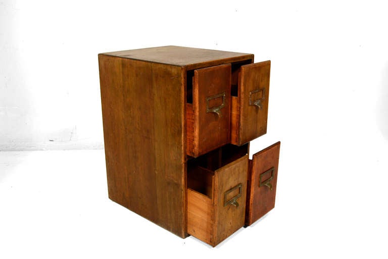 Antique Wood File Card Cabinet In Fair Condition In Chula Vista, CA