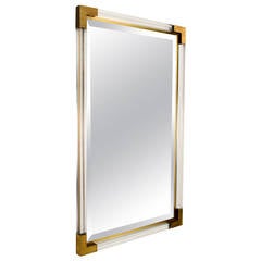 Lucite and Brass Mirror