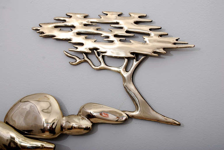 Bijan Brass Tree Wall Sculpture Italy 1980 In Excellent Condition In Chula Vista, CA