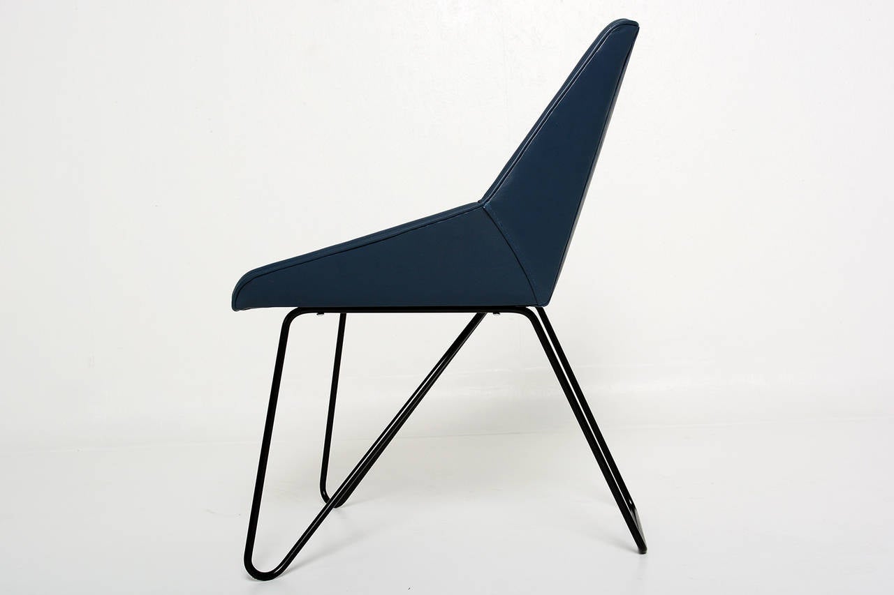 Italian Blue Leather Chairs at 1stDibs