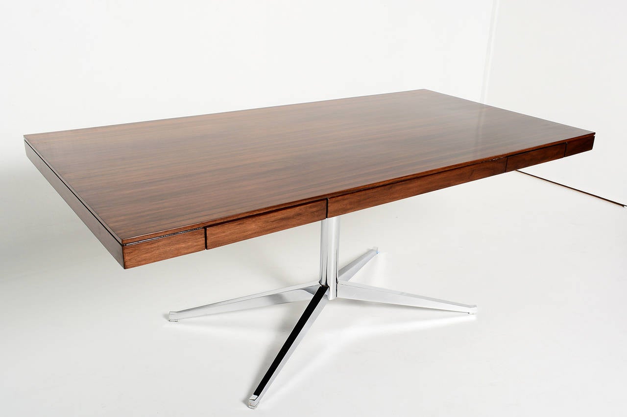 Lacquered Knoll Partners Desk Walnut Wood