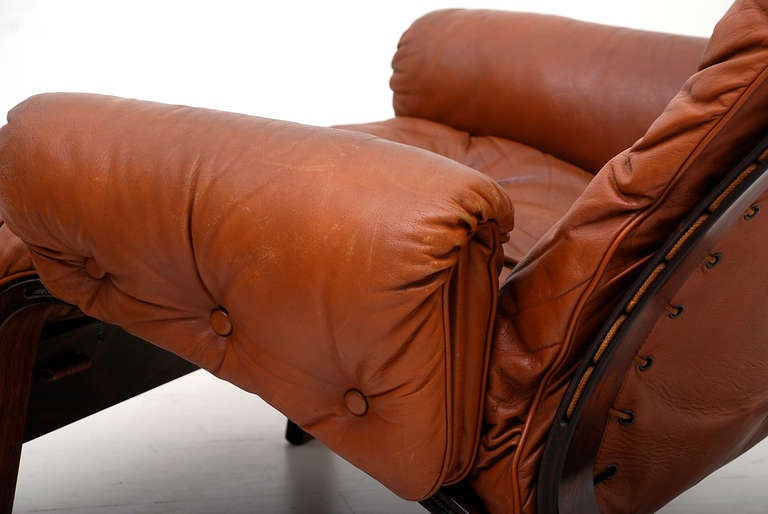 Unique Rosewood Scandinavian Lounge Chair & Ottoman 2