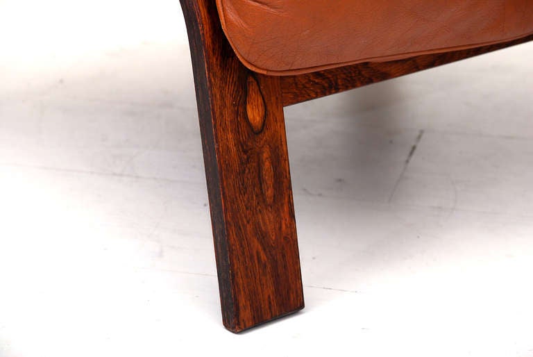 Unique Rosewood Scandinavian Lounge Chair & Ottoman 3