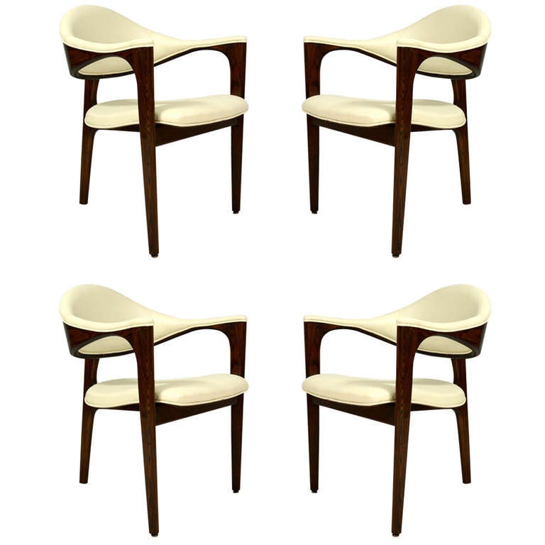 Set of Four Mid Century Modern Tripod Chairs
