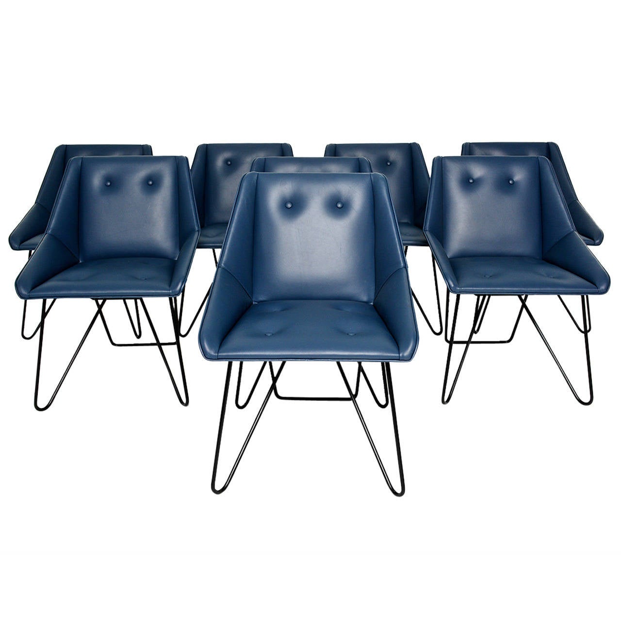 Italian Blue Leather Chairs at 1stDibs